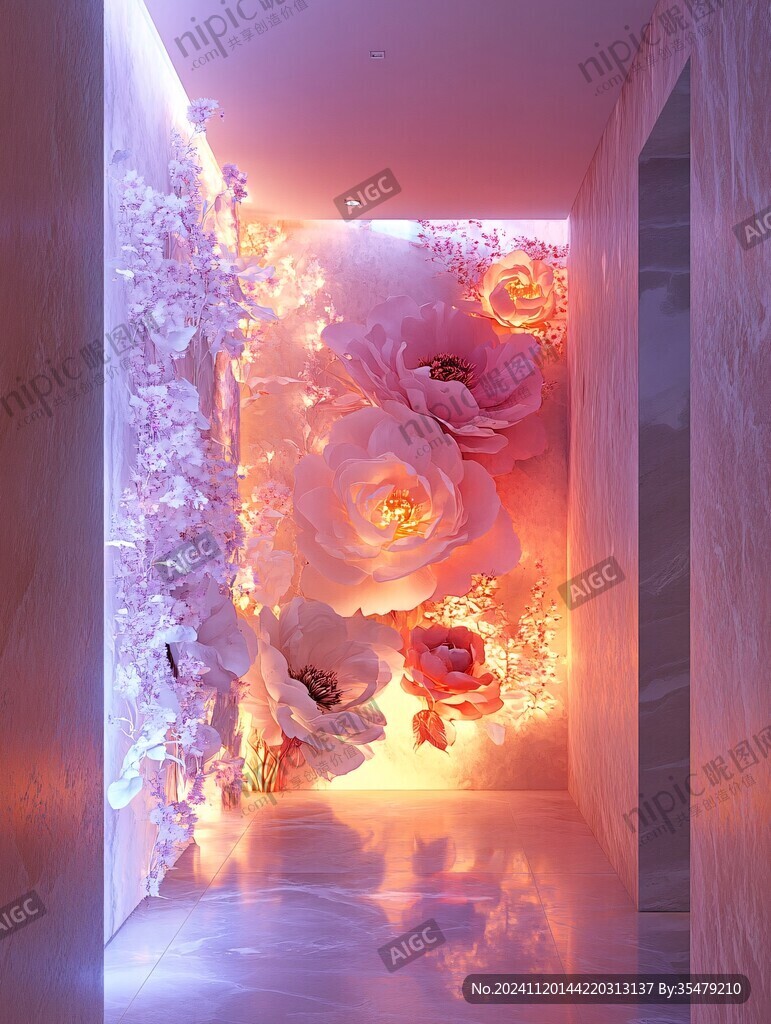 3d玫瑰壁画