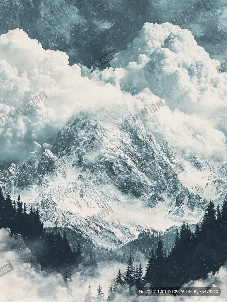 雪山艺术画