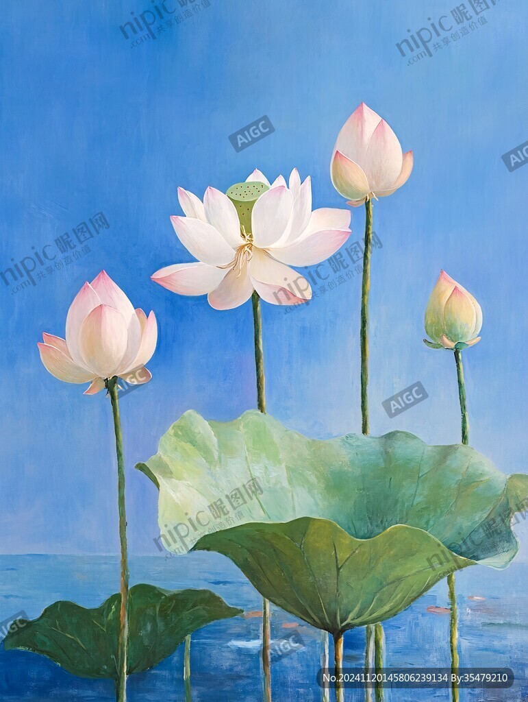 写实油画荷花