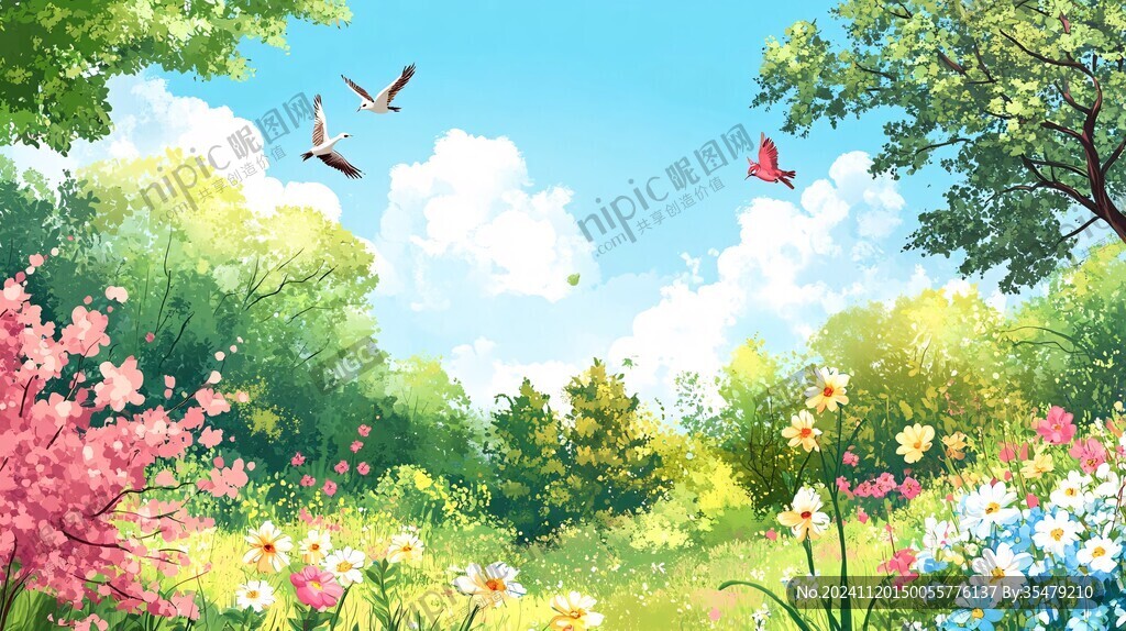 春天风景插画