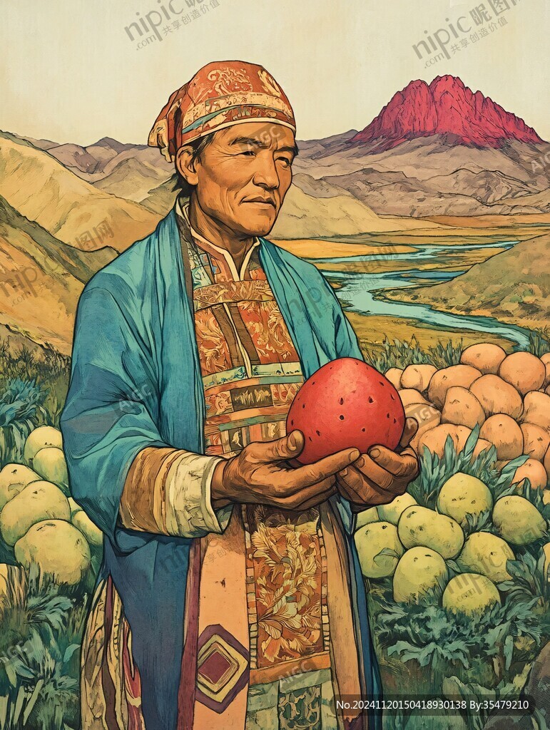 民族风水果包装插画