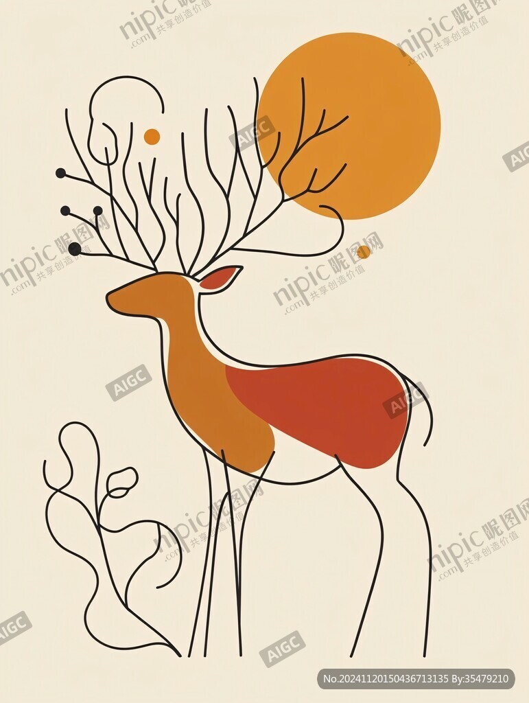 鹿包装插画