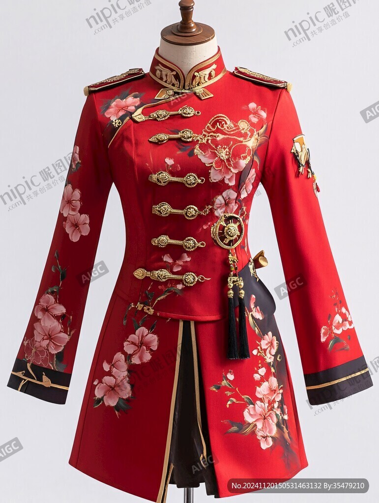 缎钉绫花卉纹皮边女冬