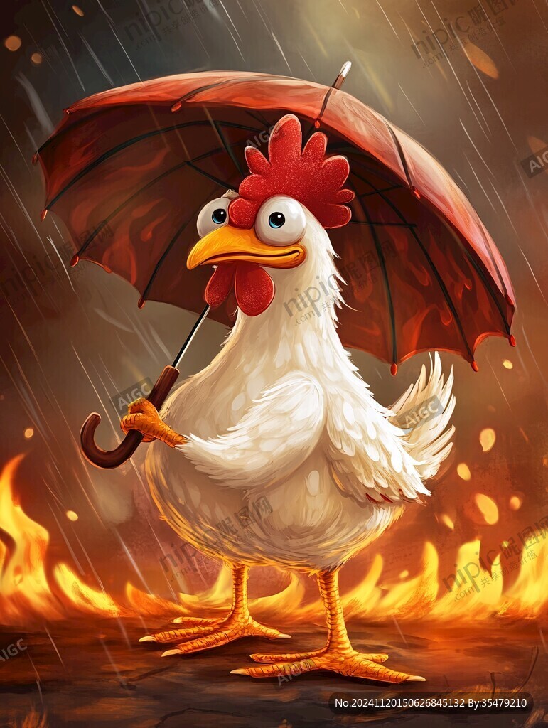 下雨时候的鸡