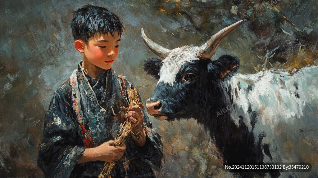 吹笛小孩放牛