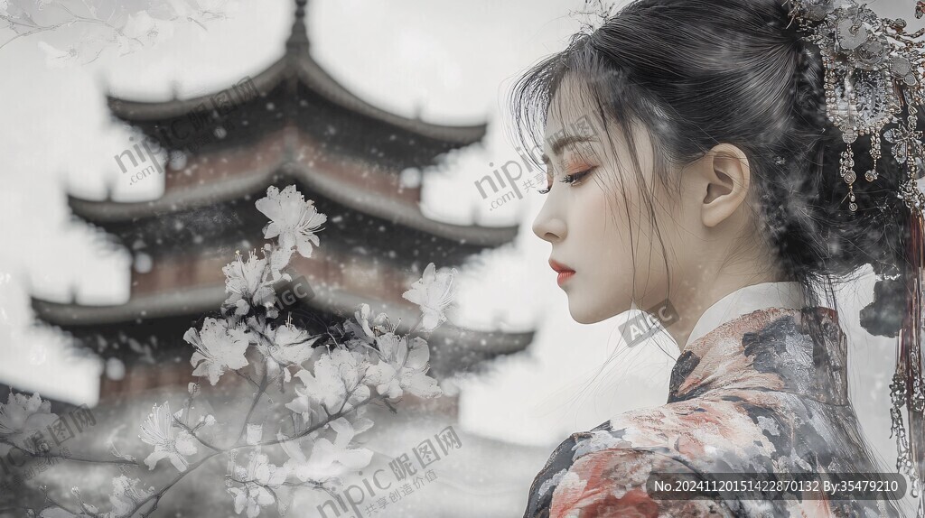 古风人像水墨