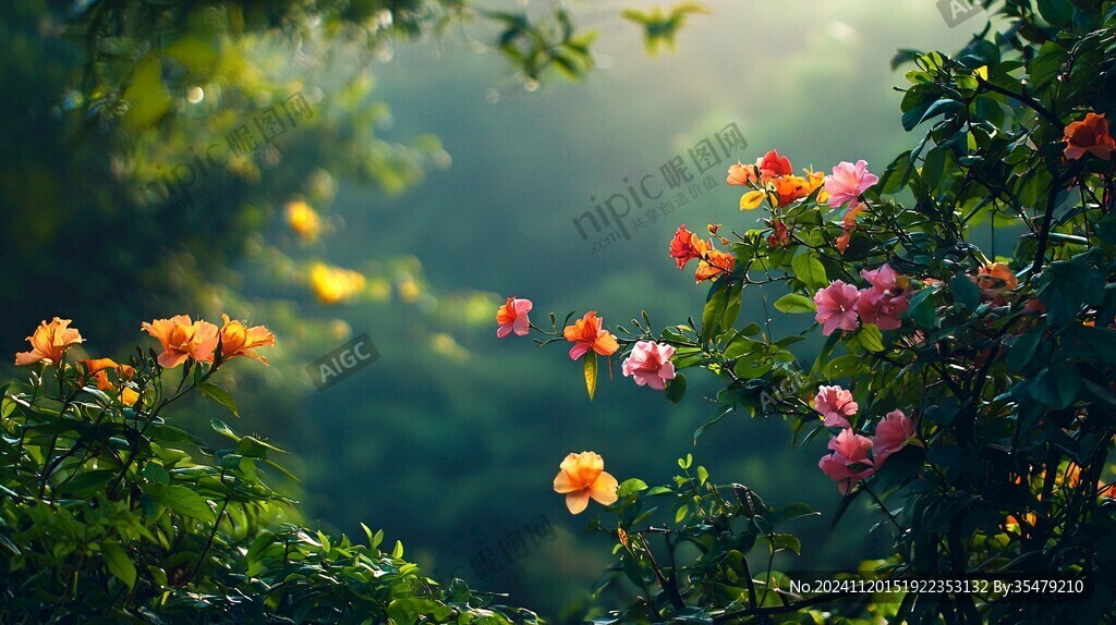 凌霄花虚化背景