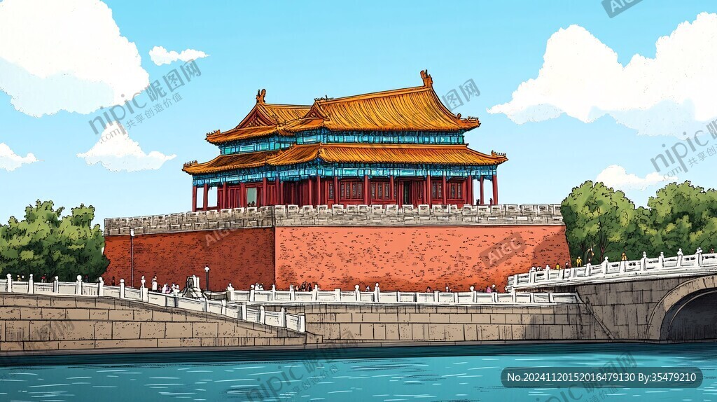 故宫风景插画