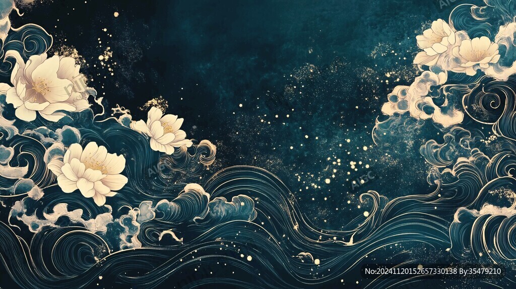 新中式浪花背景墙