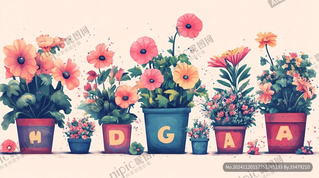 盆栽植物插画