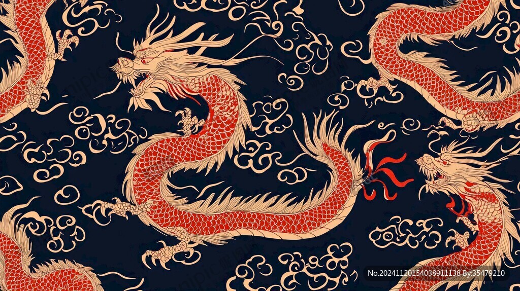 布料印花龙年图案