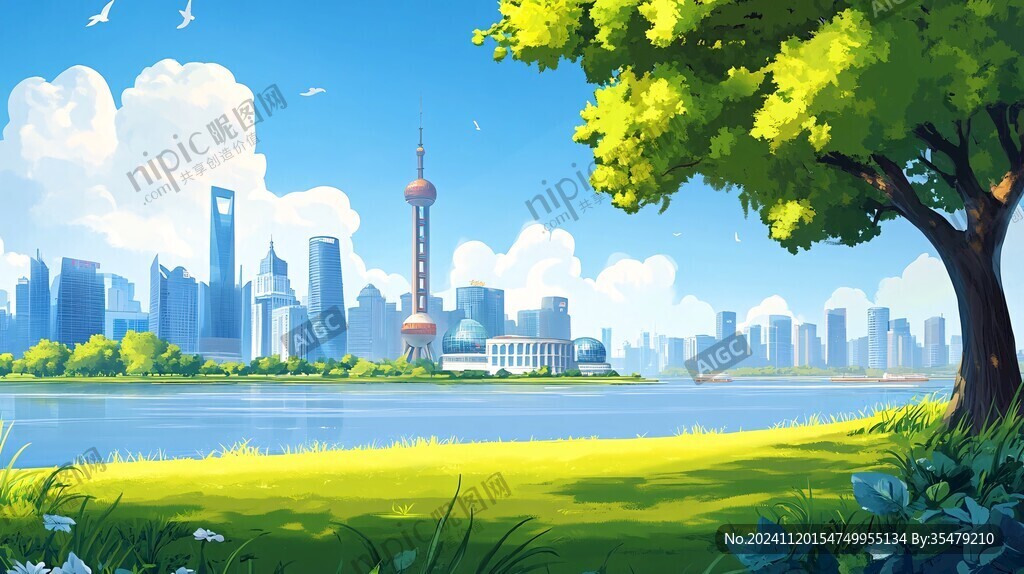 华东地区城市建筑插画