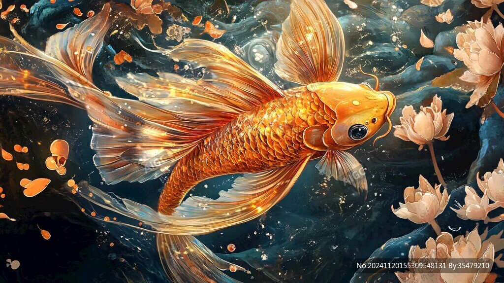 金鲤鱼与莲花