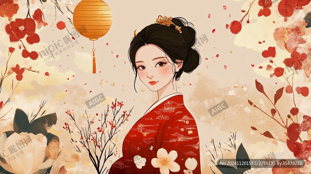 汉服美人插画