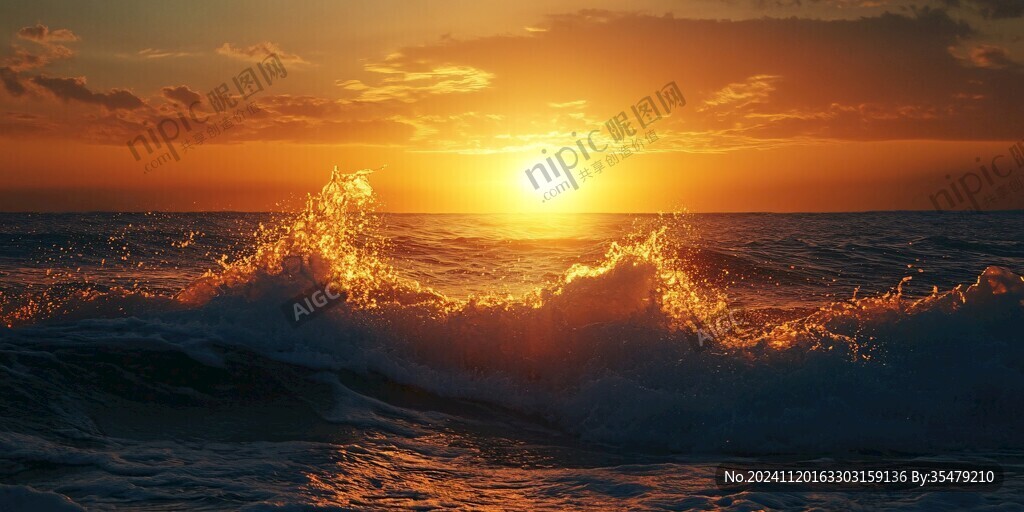 海浪浪花日出日落