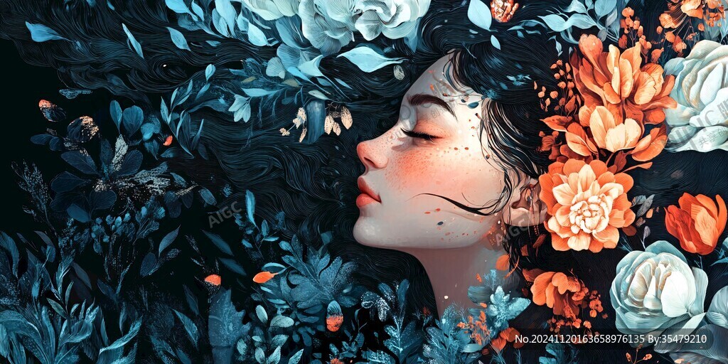 美女创意插画