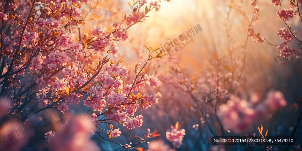 夕阳下的樱花