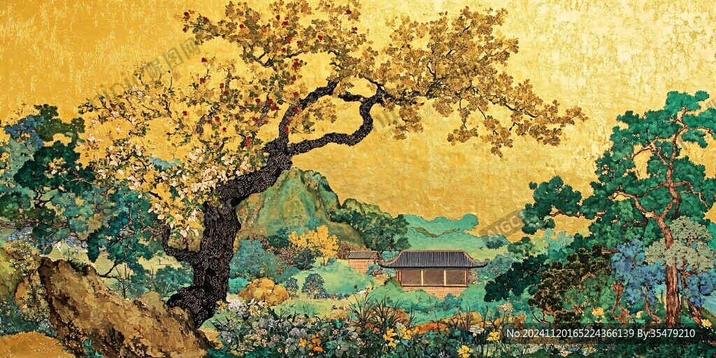 金箔风景画