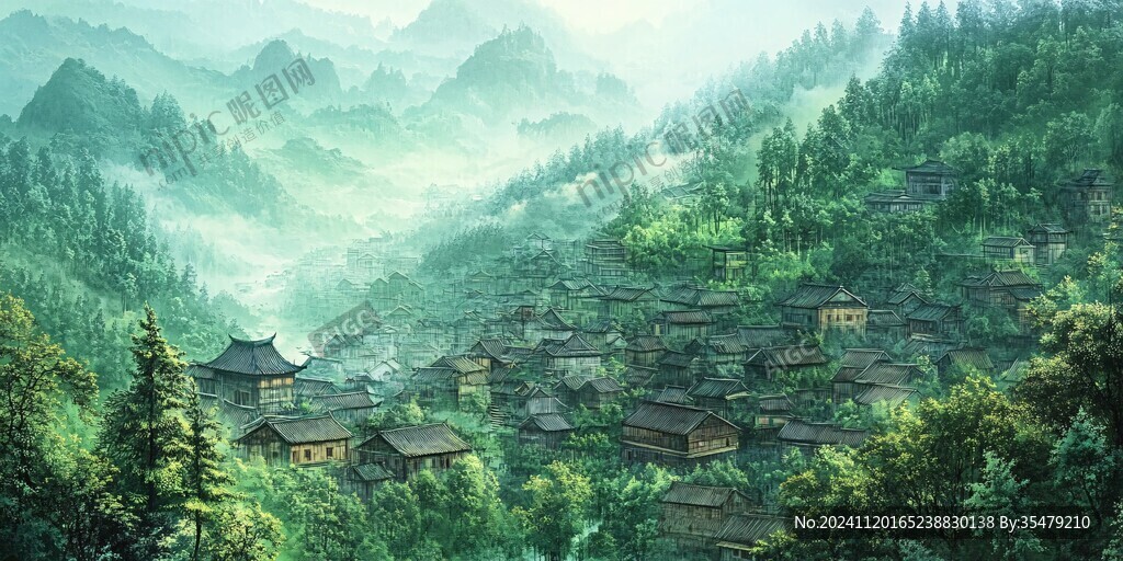 苗族村寨全景图