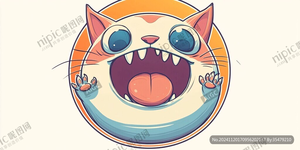 开心的猫插画