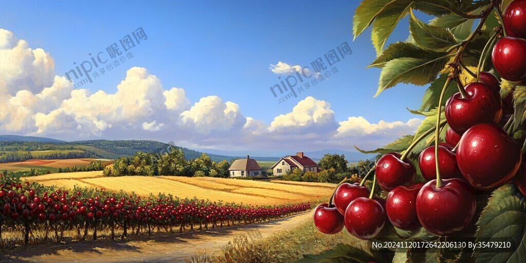 红色果树风景