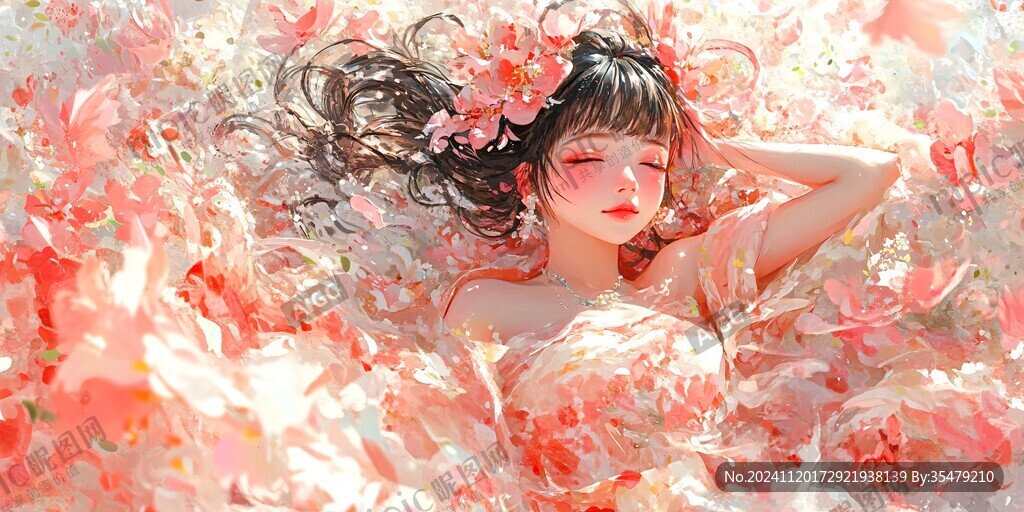 唯美花下少女