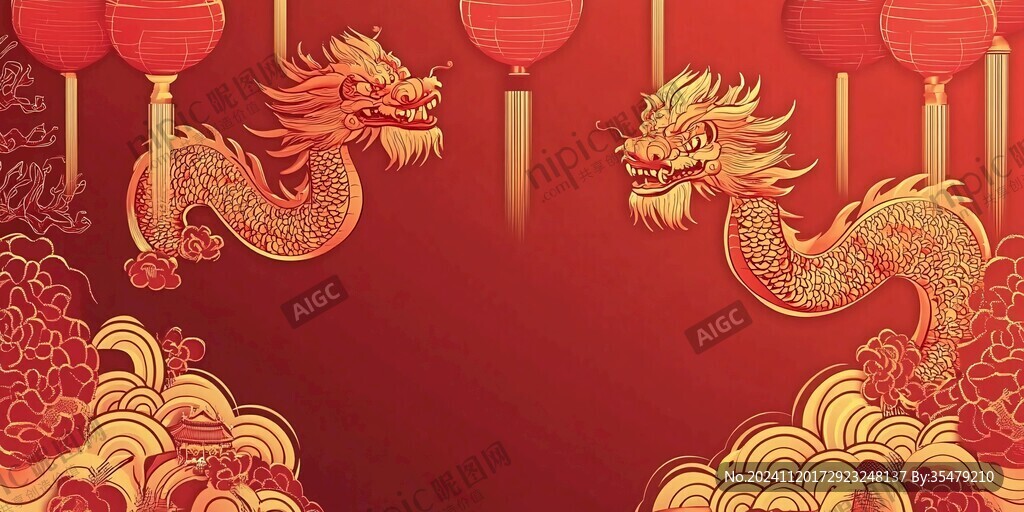 卡通龙喜庆插画背景