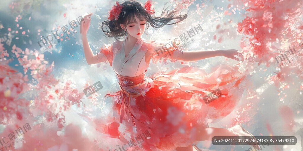 红衣少女设计古风