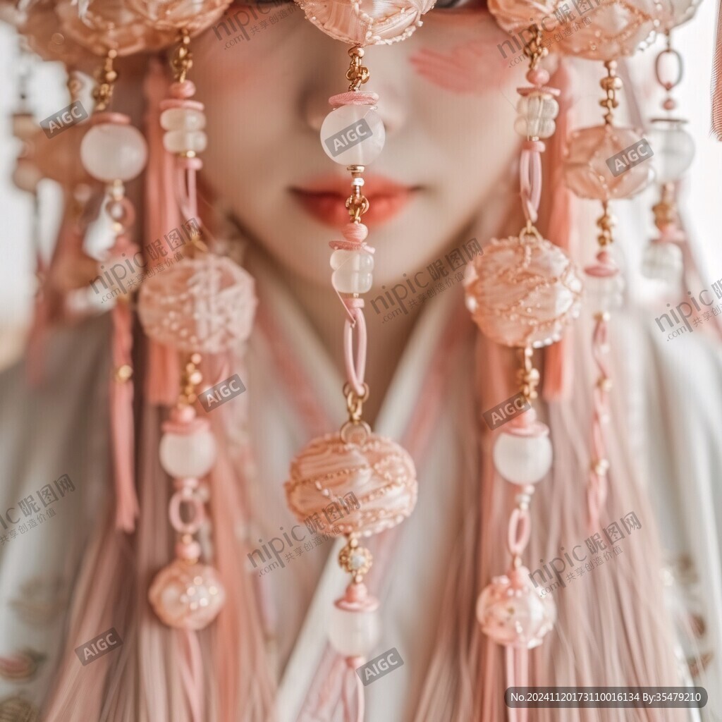 粉色汉服对夹
