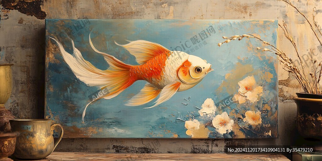 现代鲤鱼壁画