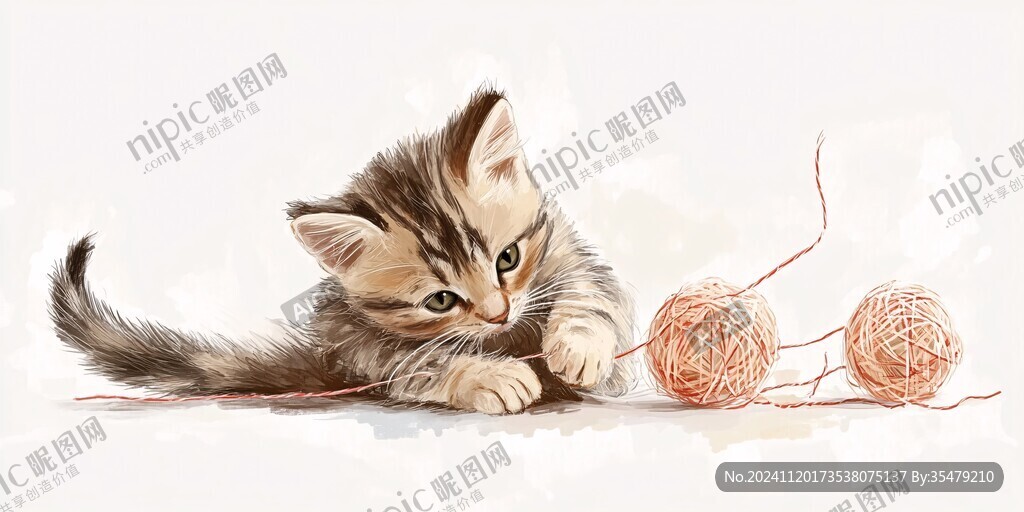 小猫手绘插画