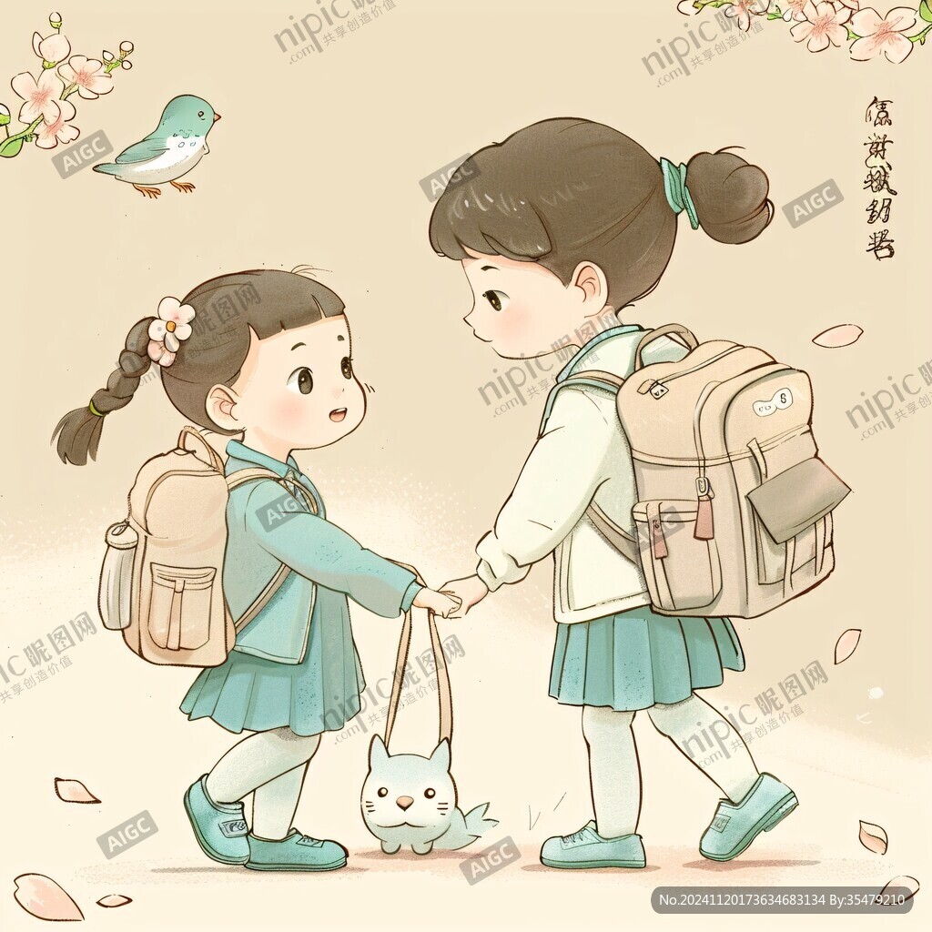 背书包的小姐妹
