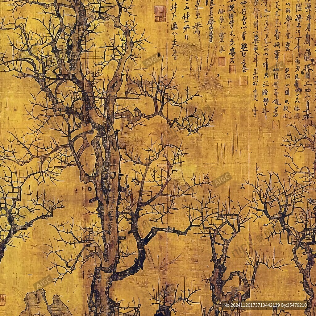 虬枝残叶图