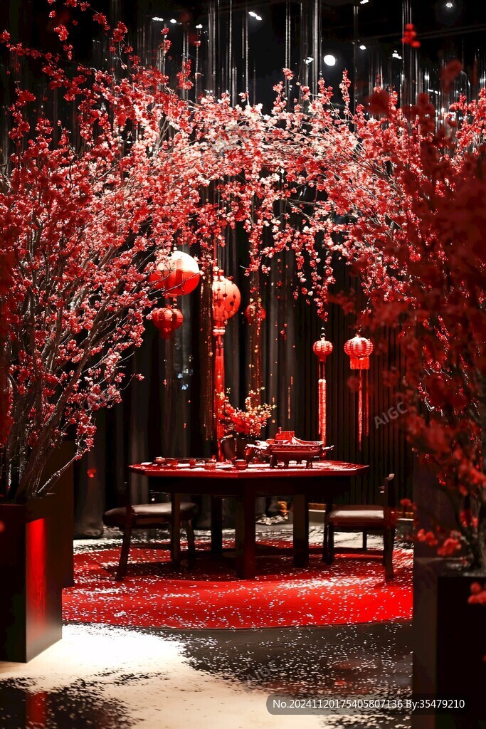 红色新中式花艺