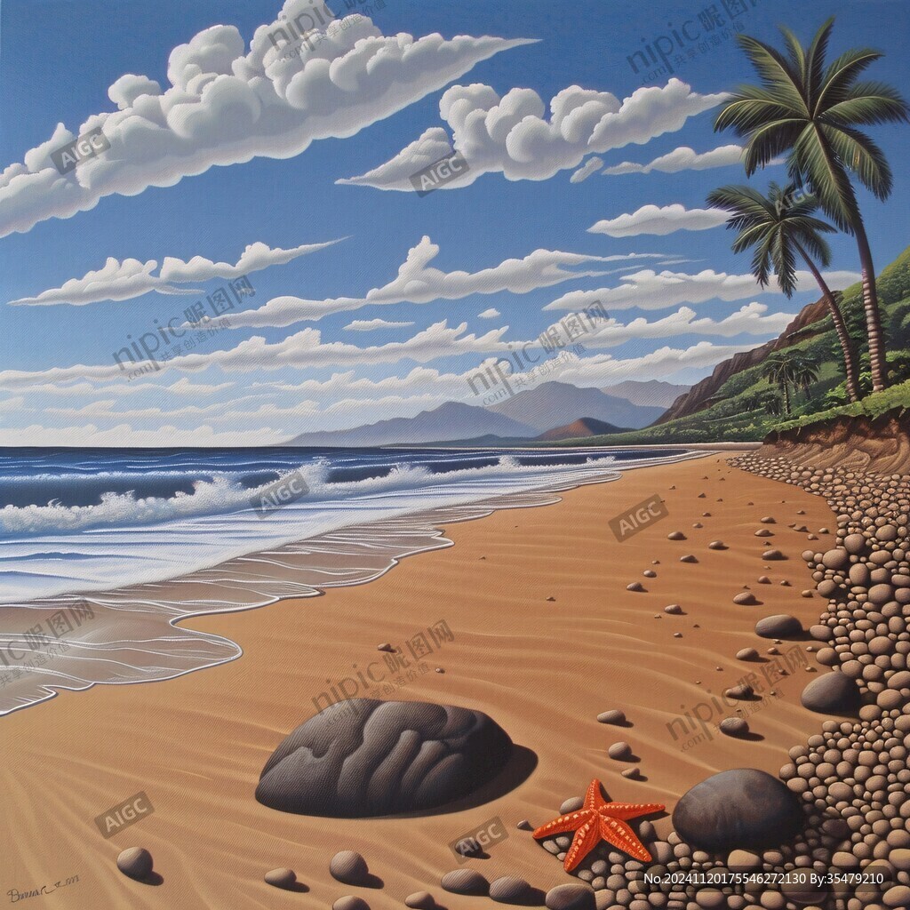 海滩风景画