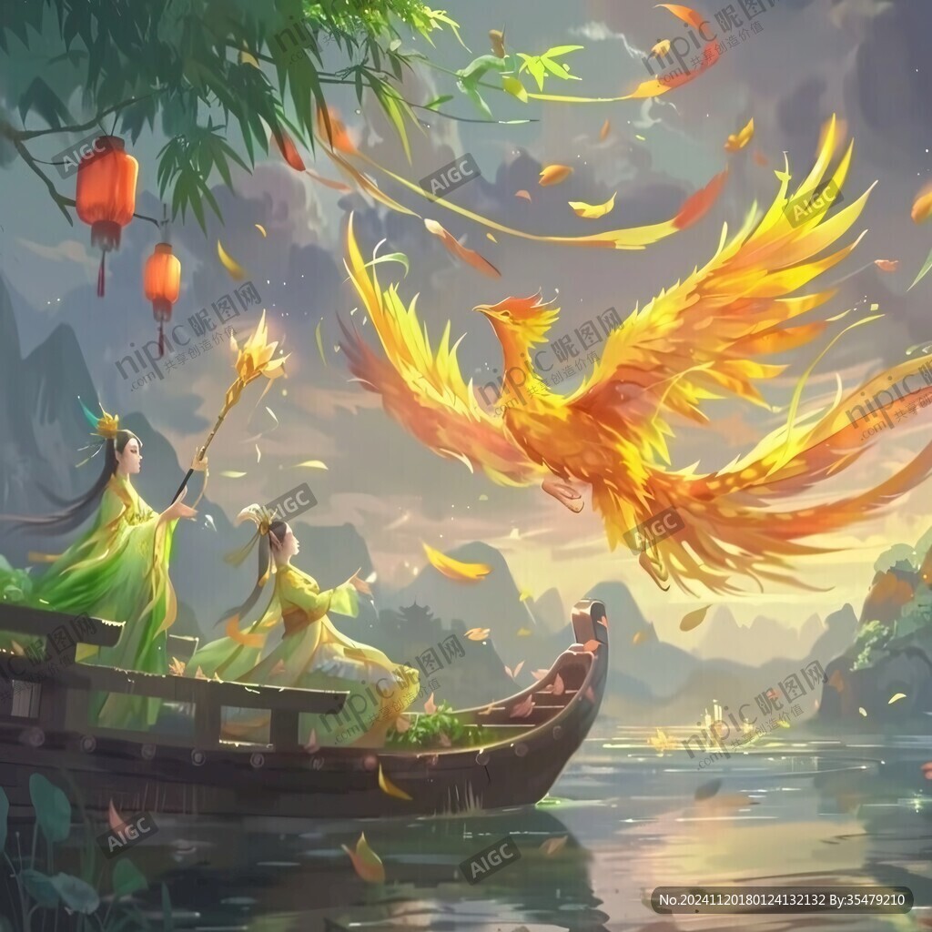 凤凰古风插画
