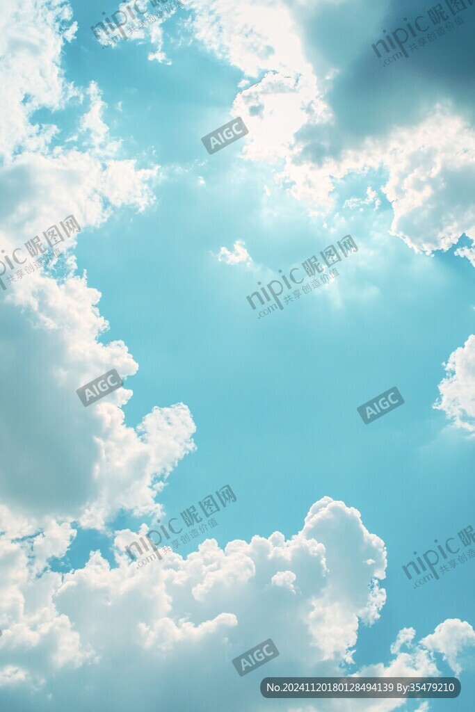 几何晶格蓝天白云云朵