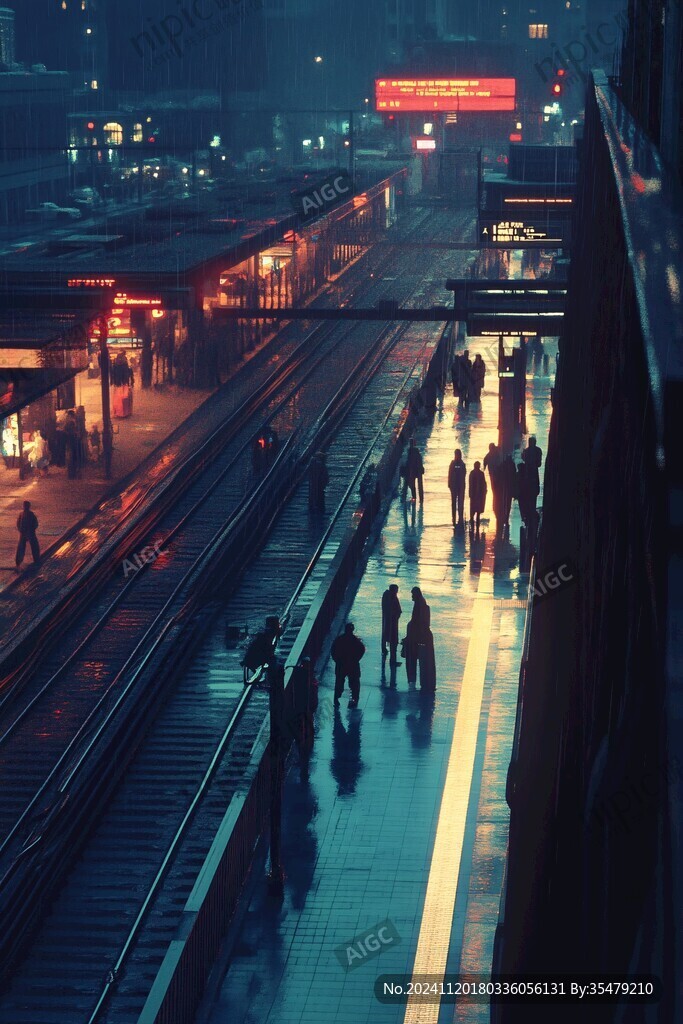 雨中火车站