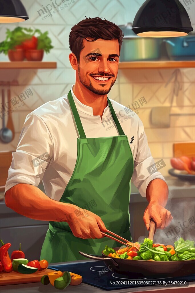 男厨师插画