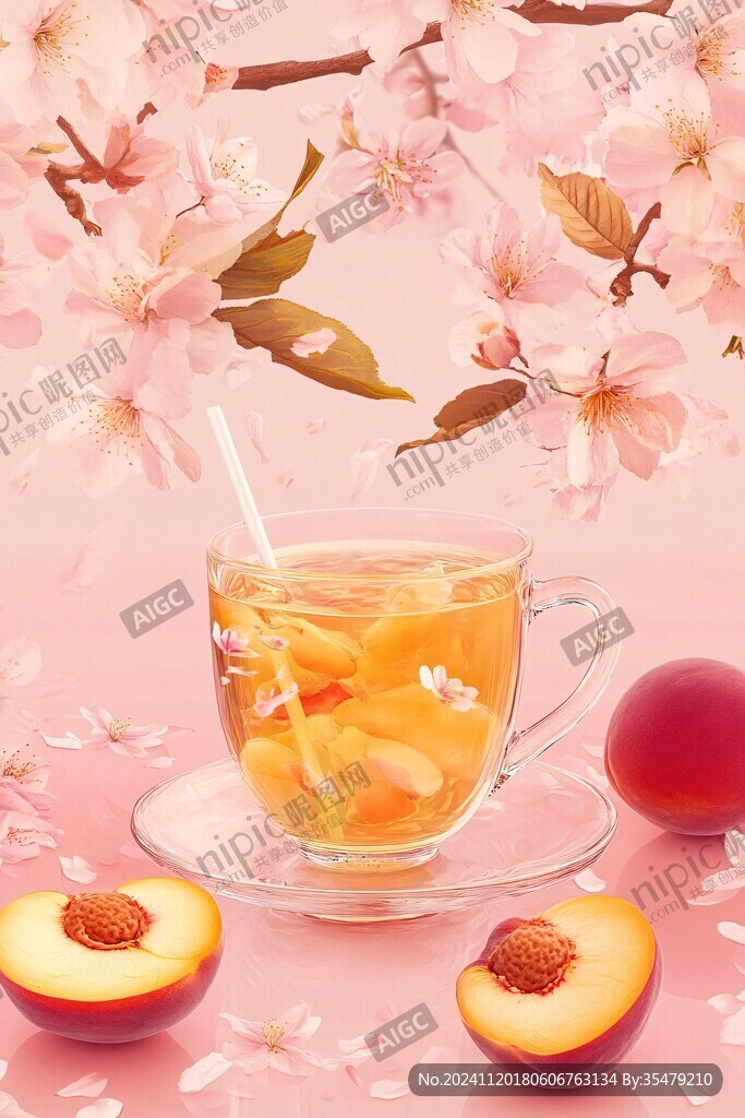 蜜桃乌龙茶插画