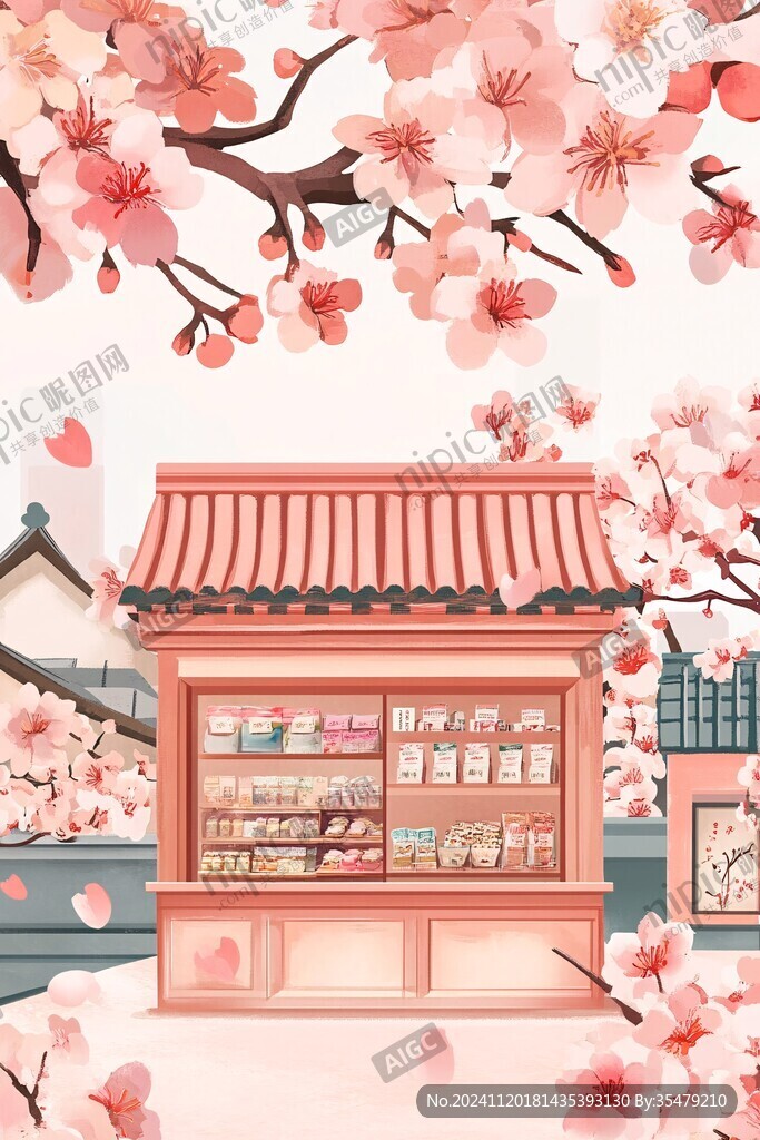 药店会员日古建插画