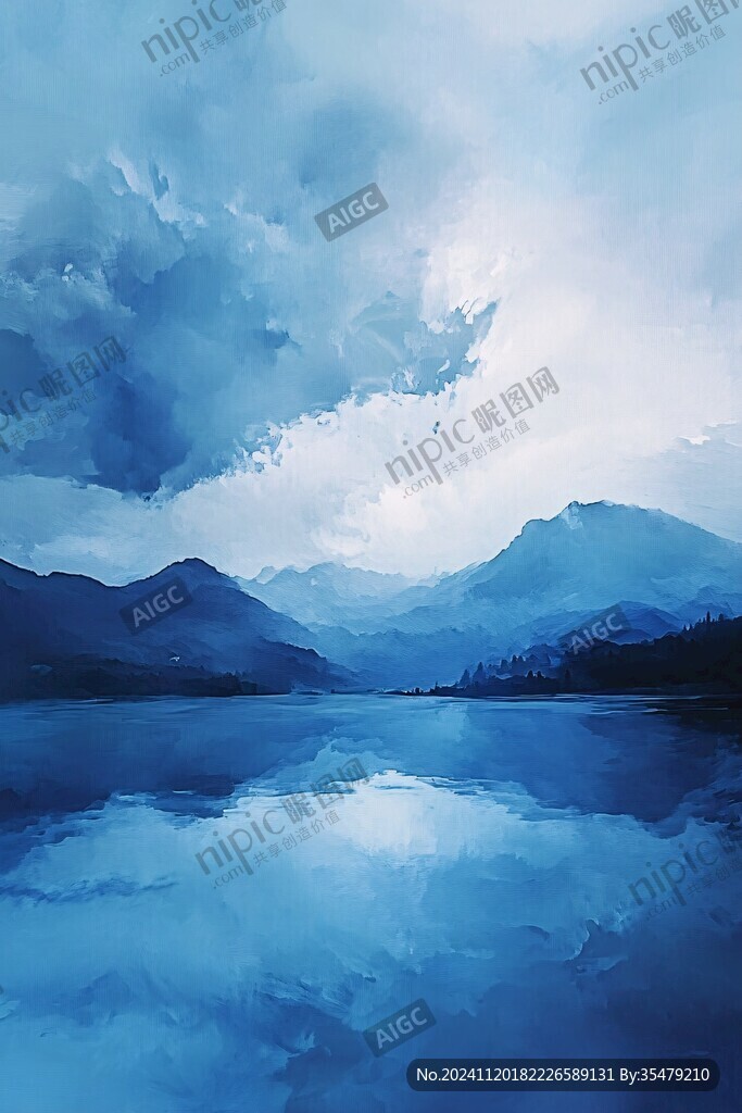 蓝调山水风景