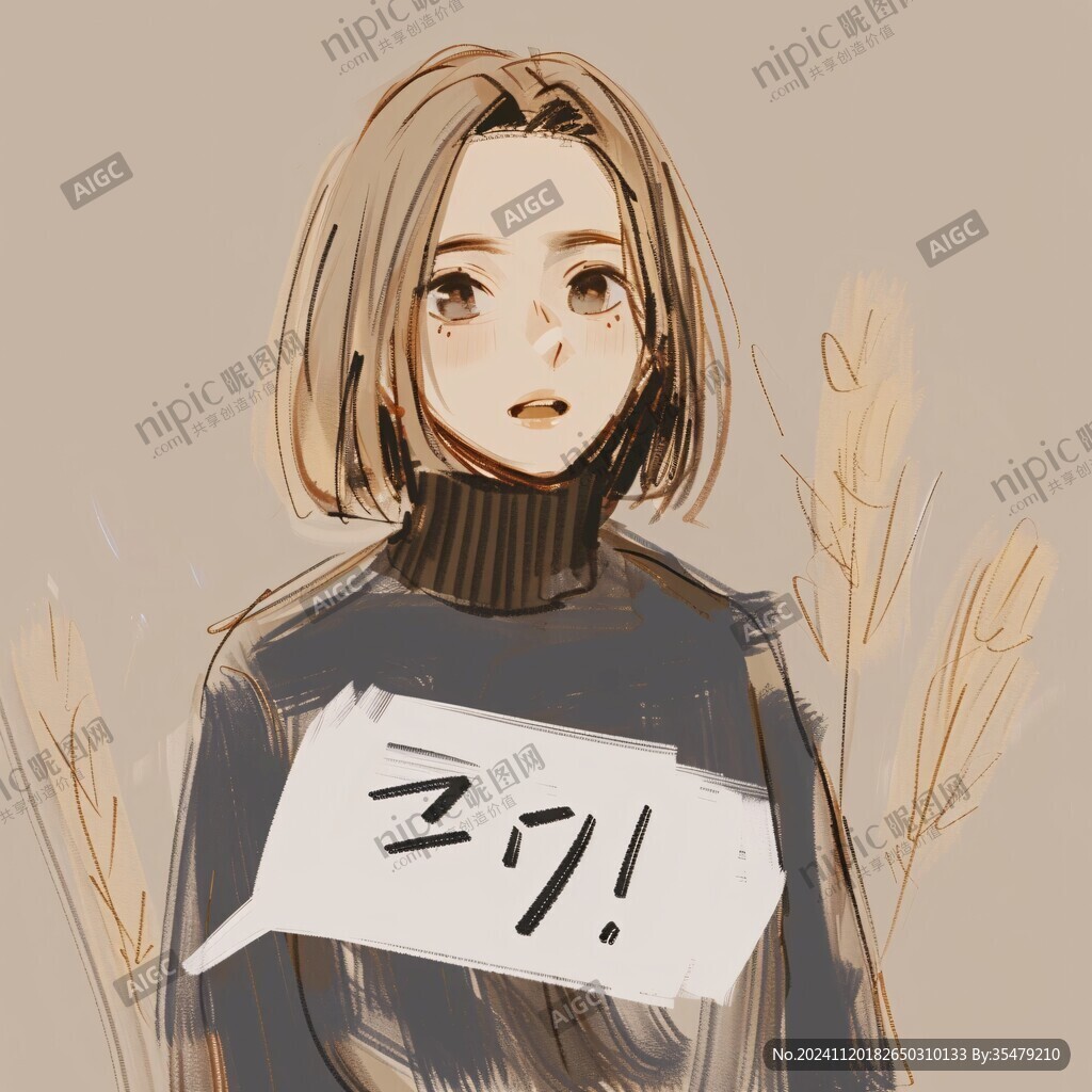 人物插画短发女生