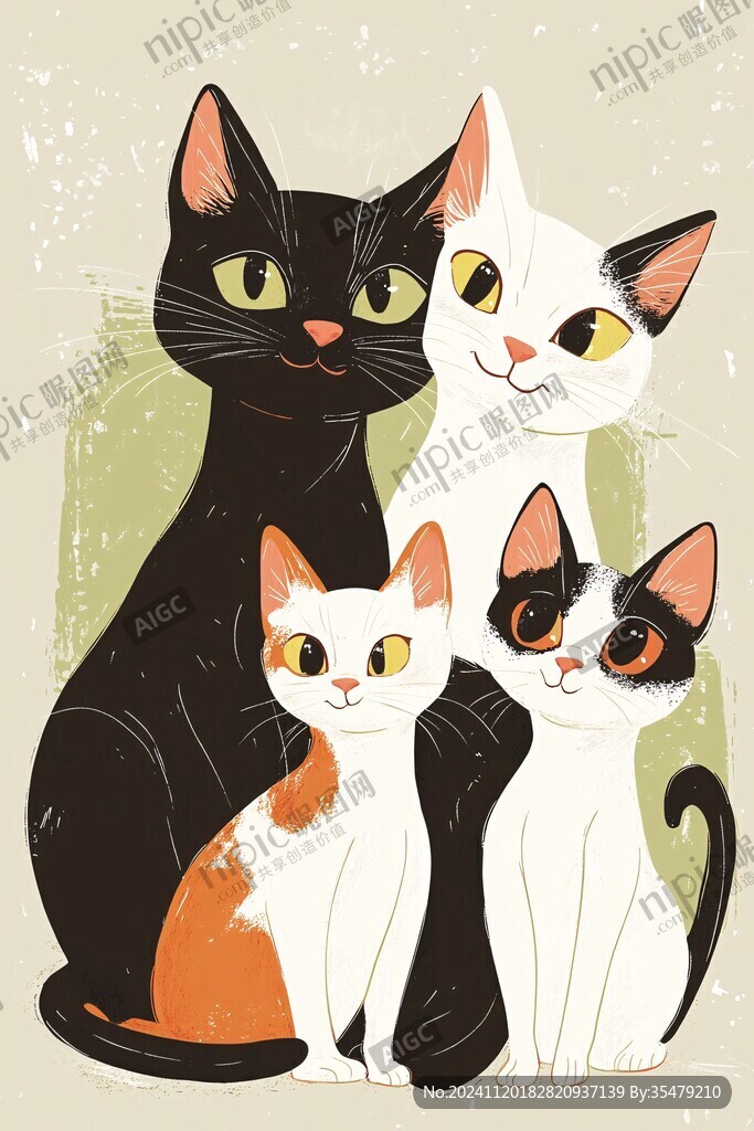 多只猫插画
