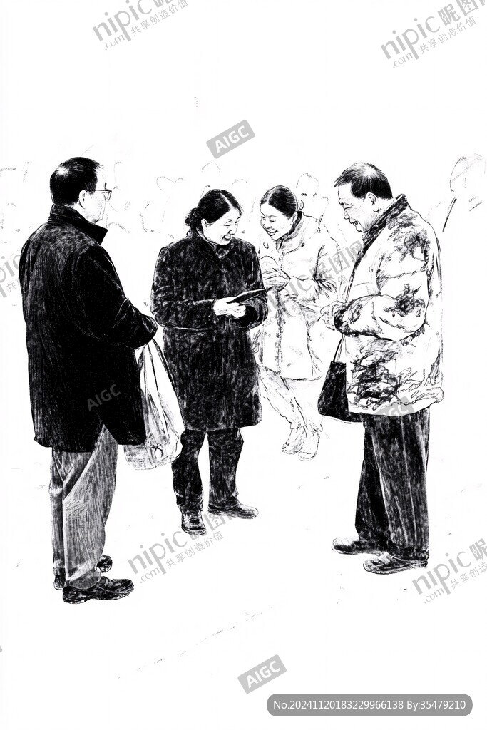 人物场景线描