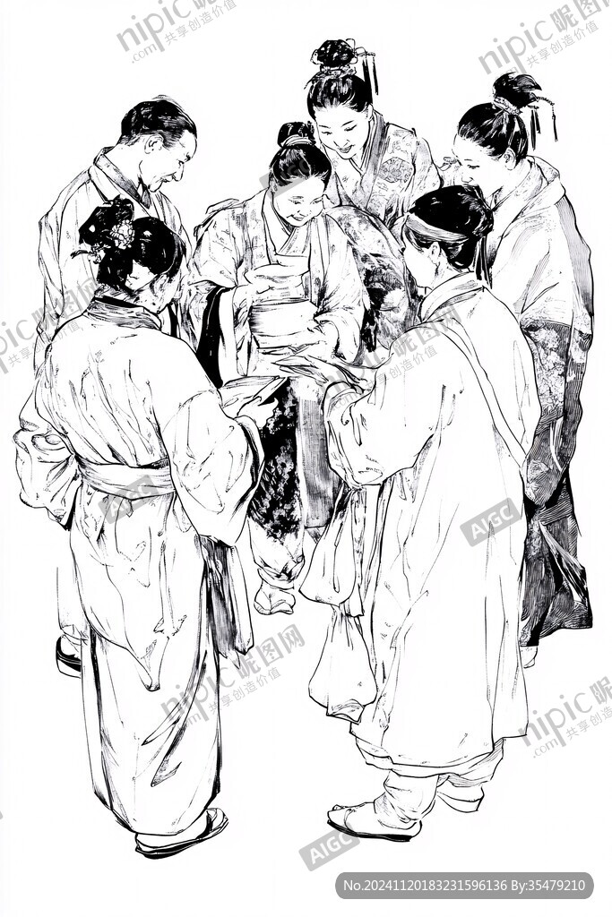朝鲜族插画线稿