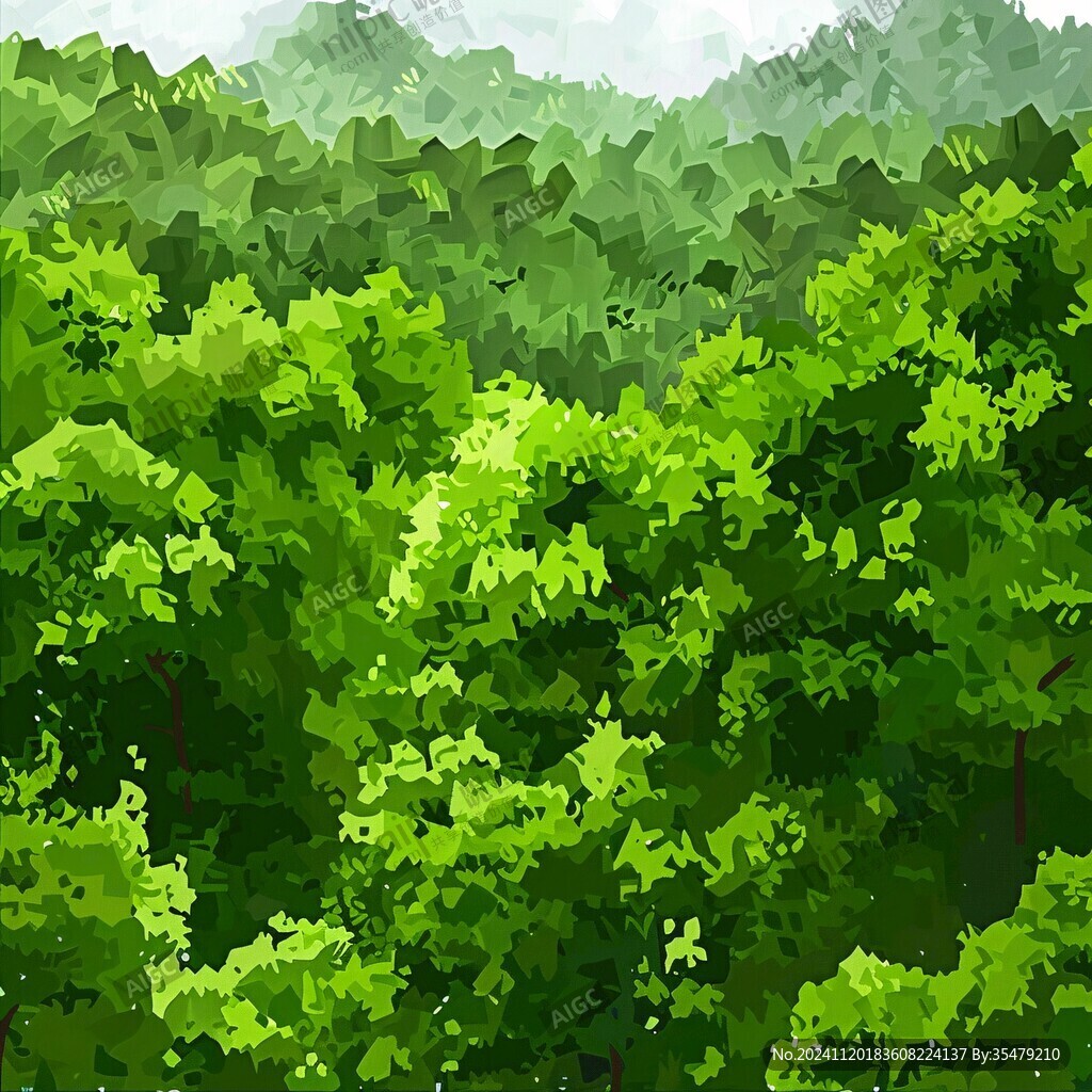 手绘绿色风景