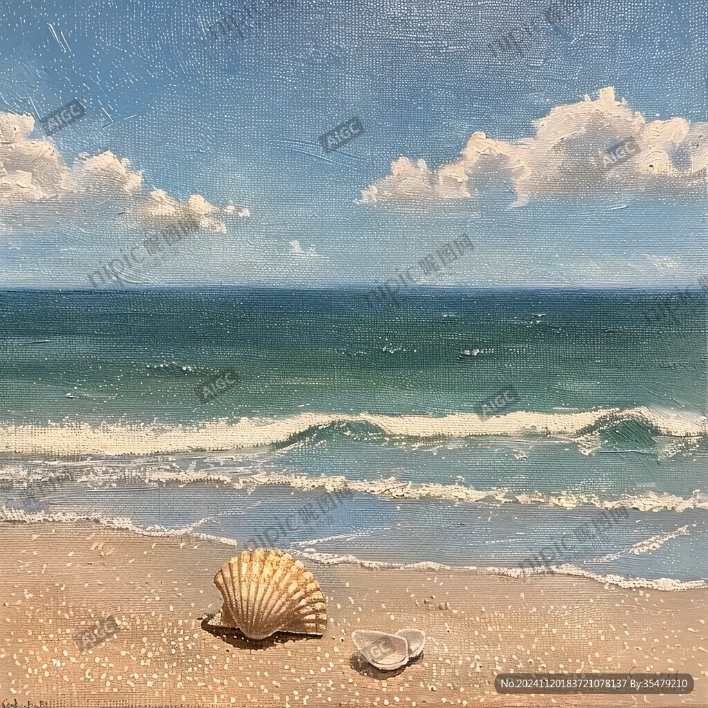海滩油画
