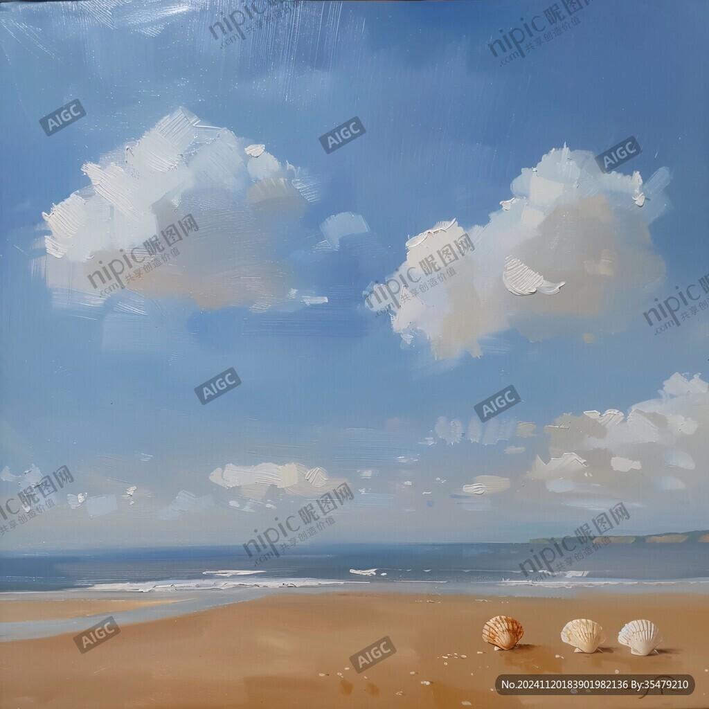 海天一色绘画