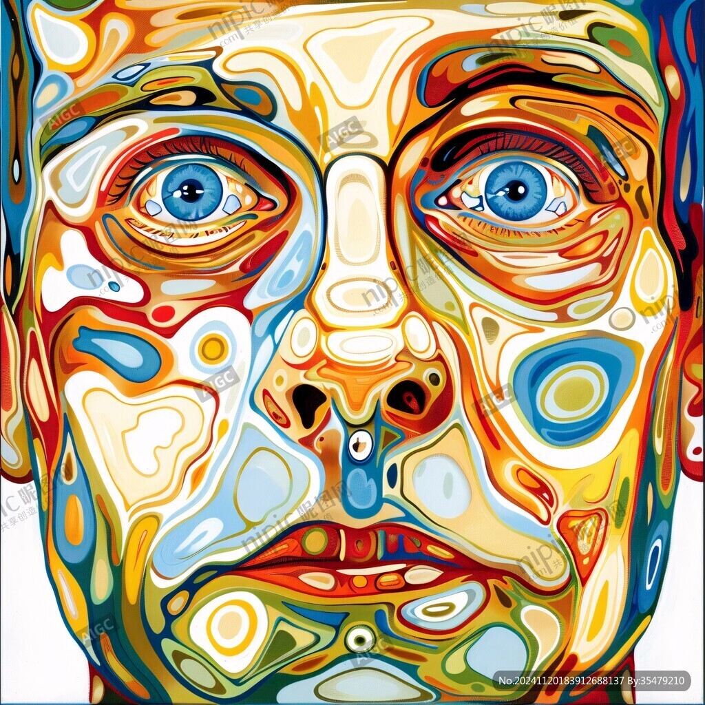 人脸色块拼接装饰画